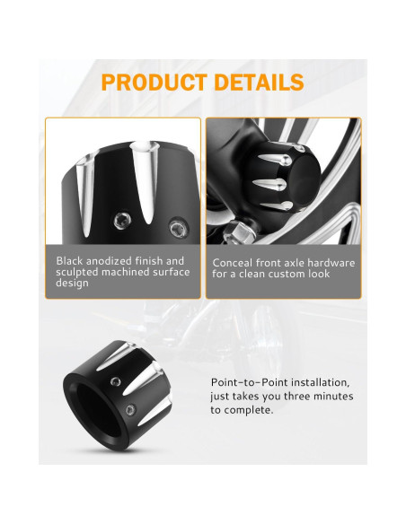 Tapa de Tuerca del Eje Delantero PBYMT Negra CNC Aluminio