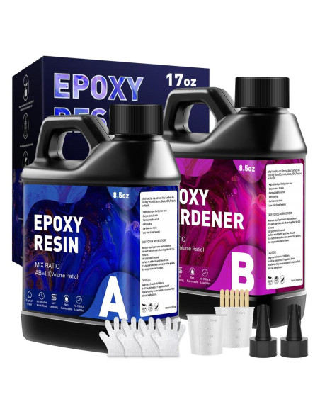 Kit de Resina Epóxica 17 OZ GRLELOU Cristalina y Autonivelante