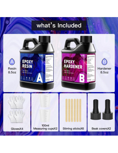 Kit de Resina Epóxica 17 OZ GRLELOU Cristalina y Autonivelante