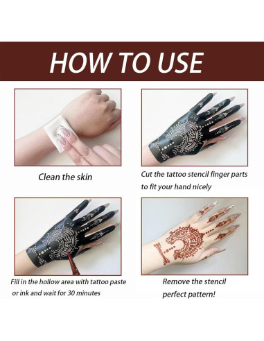 Kit de Plantillas de Tatuajes de Henna ChurlChurl - 24 Hojas