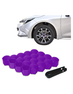 20 Cubiertas de Tuercas de Rueda 19mm Tecledsn Púrpura