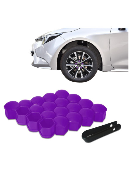 20 Cubiertas de Tuercas de Rueda 19mm Tecledsn Púrpura