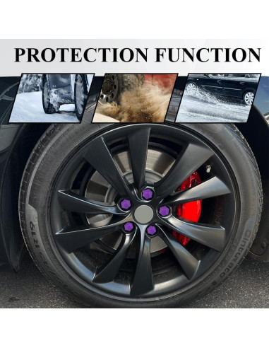 20 Cubiertas de Tuercas de Rueda 19mm Tecledsn Púrpura