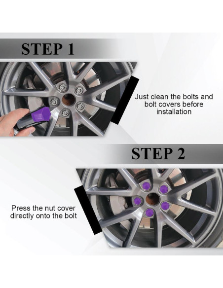 20 Cubiertas de Tuercas de Rueda 19mm Tecledsn Púrpura