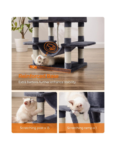 Árbol para Gatos Feandrea 168 cm con 13 Postes y 5 Niveles