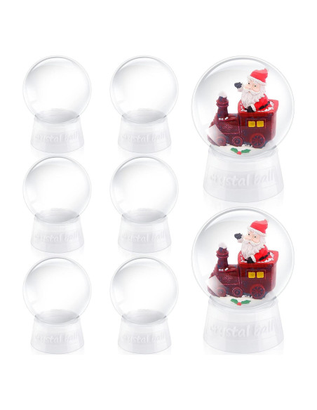 8 Tarros de Nieve de Plástico Transparentes Mimorou 10.5 cm