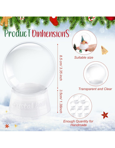 8 Tarros de Nieve de Plástico Transparentes Mimorou 10.5 cm