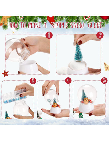 8 Tarros de Nieve de Plástico Transparentes Mimorou 10.5 cm