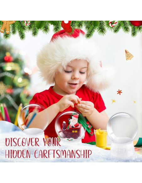 8 Tarros de Nieve de Plástico Transparentes Mimorou 10.5 cm