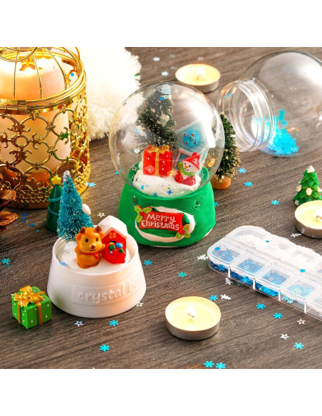 8 Tarros de Nieve de Plástico Transparentes Mimorou 10.5 cm