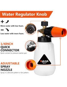 Cañón de Espuma Kebtek 1L con Pistola de Lavado 5200 PSI 2