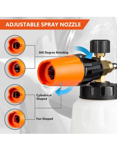 Cañón de Espuma Kebtek 1L con Pistola de Lavado 5200 PSI