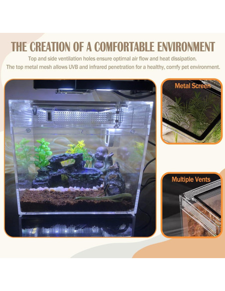 Terrario para reptiles Acsist 20.32x20.32x15.24cm con accesorios