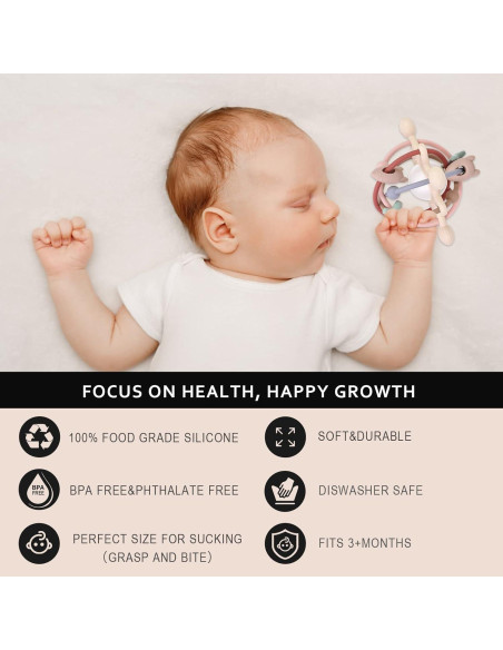 Juguete de Dentición AULEGE Silicona Sonajero 12cm Blanco