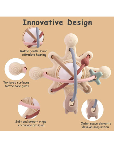 Juguete de Dentición AULEGE Silicona Sonajero 12cm Blanco