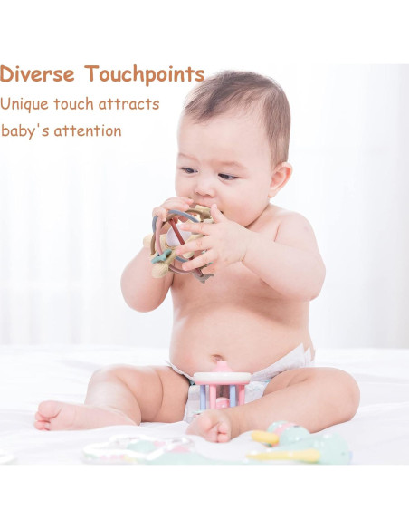 Juguete de Dentición AULEGE Silicona Sonajero 12cm Blanco