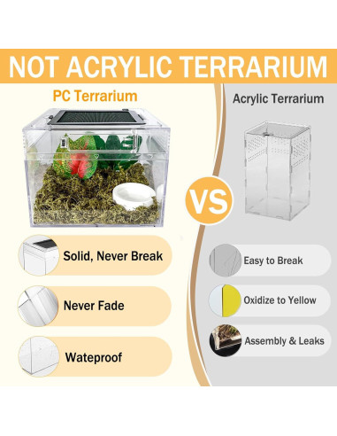 Terrario para reptiles Acsist 20.32x20.32x15.24cm con accesorios