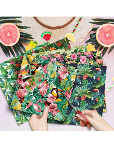 24 Hojas de Papel Tropical Sorkwo 30.48x30.48cm - 12 Diseños