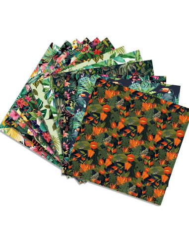 24 Hojas de Papel Tropical Sorkwo 30.48x30.48cm - 12 Diseños