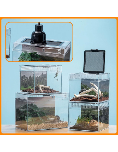 Terrario para reptiles Acsist 20.32x20.32x15.24cm con accesorios