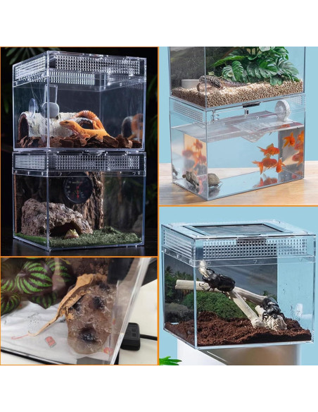 Terrario para reptiles Acsist 20.32x20.32x15.24cm con accesorios