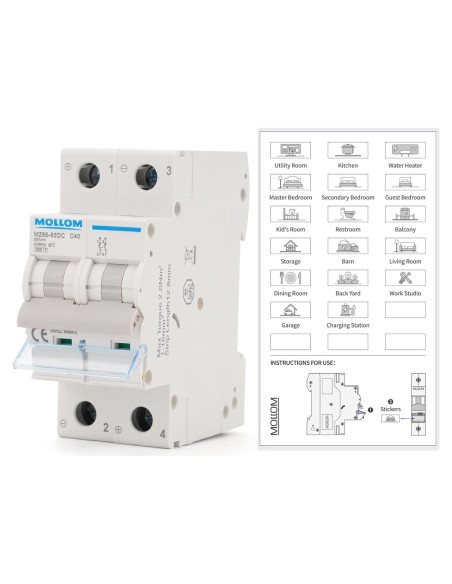 Interruptor Automático DC 2 Polo MOLLOM 500V 40A 6KA