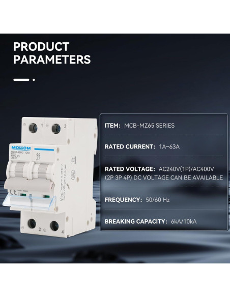 Interruptor Automático DC 2 Polo MOLLOM 500V 40A 6KA