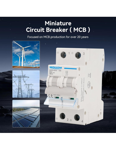 Interruptor Automático DC 2 Polo MOLLOM 500V 40A 6KA