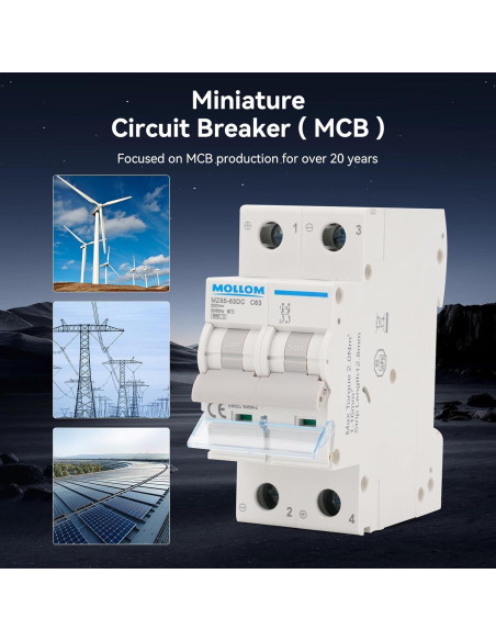 Interruptor Automático DC 2 Polo MOLLOM 500V 40A 6KA