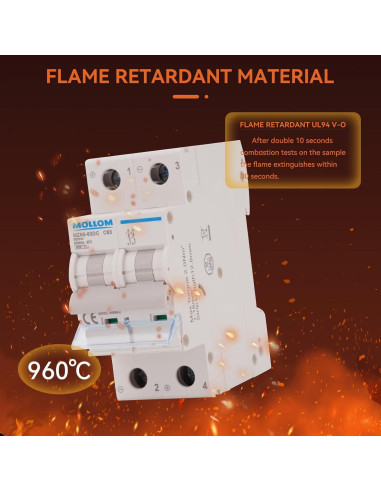 Interruptor Automático DC 2 Polo MOLLOM 500V 40A 6KA