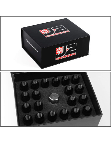 Tuercas de Rueda Abiertas J2 Ingeniería 16 Pcs M12x1.25 Negro