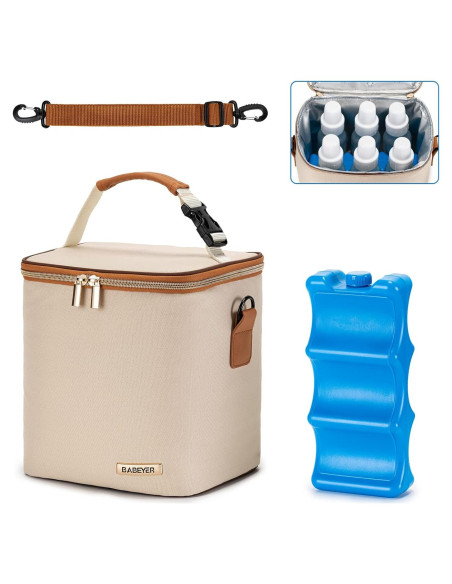 Bolsa de Enfriamiento BABEYER para 6 Biberones 266 ml Crema