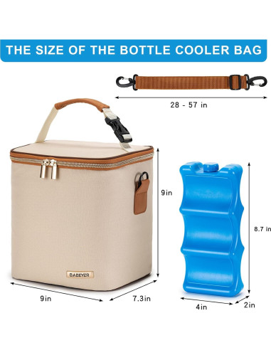 Bolsa de Enfriamiento BABEYER para 6 Biberones 266 ml Crema