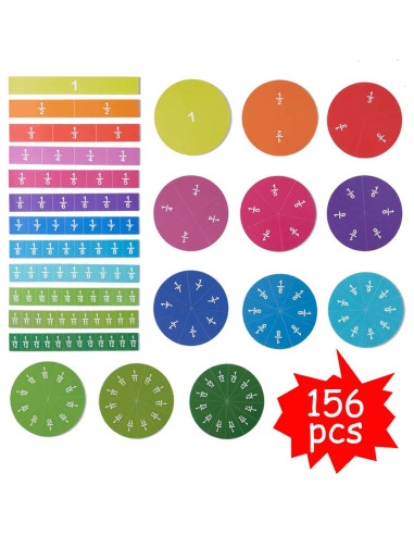 ZazzyKid Azulejos y Círculos Magnéticos de Fracciones 156pcs