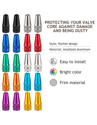 40 Tapas de Válvula Presta Boao Multicolor de Aluminio