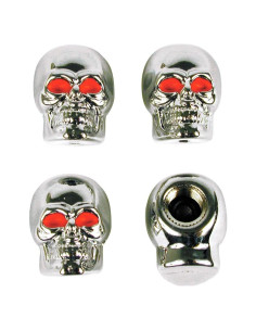 Tapa de Válvula Estilo Calavera Cromo Accesorios Personalizados - Paquete de 4