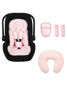 Inserto para Asiento de Auto Bebé 3 en 1 Rosa - Almohadas y Funda