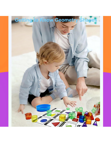 60 Piezas Sólidos Geométricos 3D para Niños - Juguete Educativo