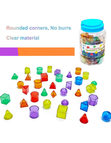 60 Piezas Sólidos Geométricos 3D para Niños - Juguete Educativo