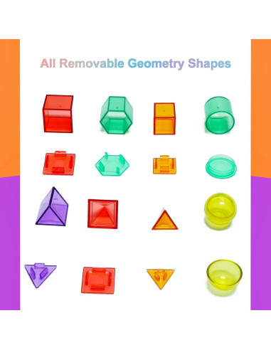 60 Piezas Sólidos Geométricos 3D para Niños - Juguete Educativo