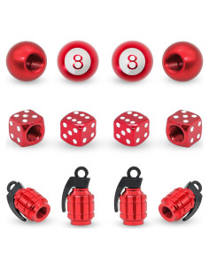 12 Tapones de Válvula de Neumático Yivioep Rojo Universal