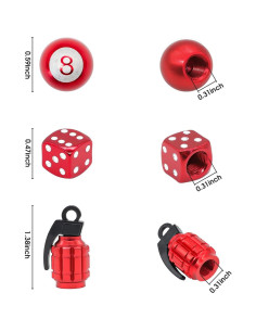 12 Tapones de Válvula de Neumático Yivioep Rojo Universal 2