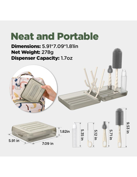 Kit de Limpieza de Botellas de Viaje VOGOGE 6 en 1