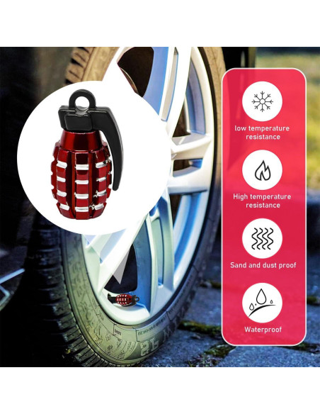 4 Tapones de Válvula de Neumático de Coche Povtii Rojo