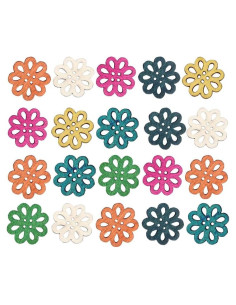 Botones de Madera Vintage Healifty 100pcs Flor Caricatura