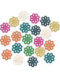 Botones de Madera Vintage Healifty 100pcs Flor Caricatura 2