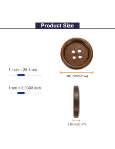 Botones de Costura de Madera HARFINGTON 10pcs 23mm Café 2