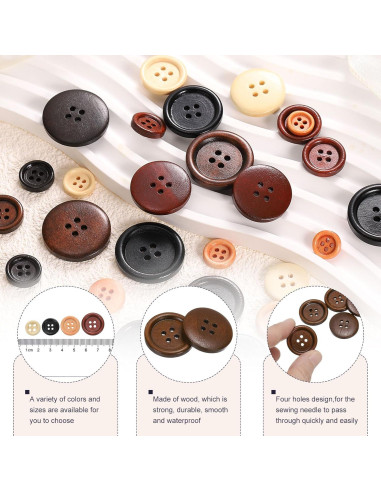 Botones de Costura de Madera HARFINGTON 10pcs 23mm Café