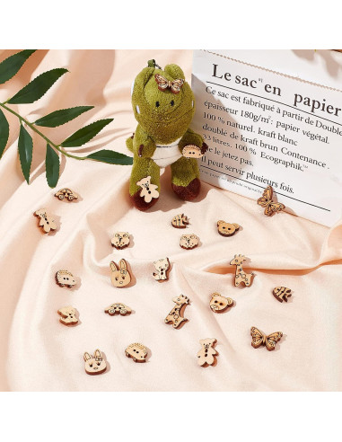 Botones de Costura de Madera Arricraft 100 Pcs Animales