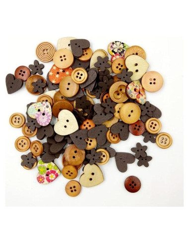 100 Botones de Madera 15mm Vingol para Manualidades Café